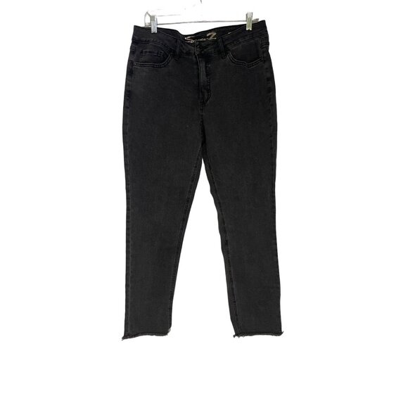 Seven7 Womens Weekend Slim Fit Jeans Size 12 Black Cotton/Polyester/Spandex - Picture 1 of 8
